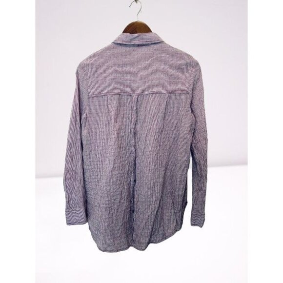 Free People Chambray Shirt Beach Coverup Oversized Cotton Seersucker Size Small - Picture 3 of 9